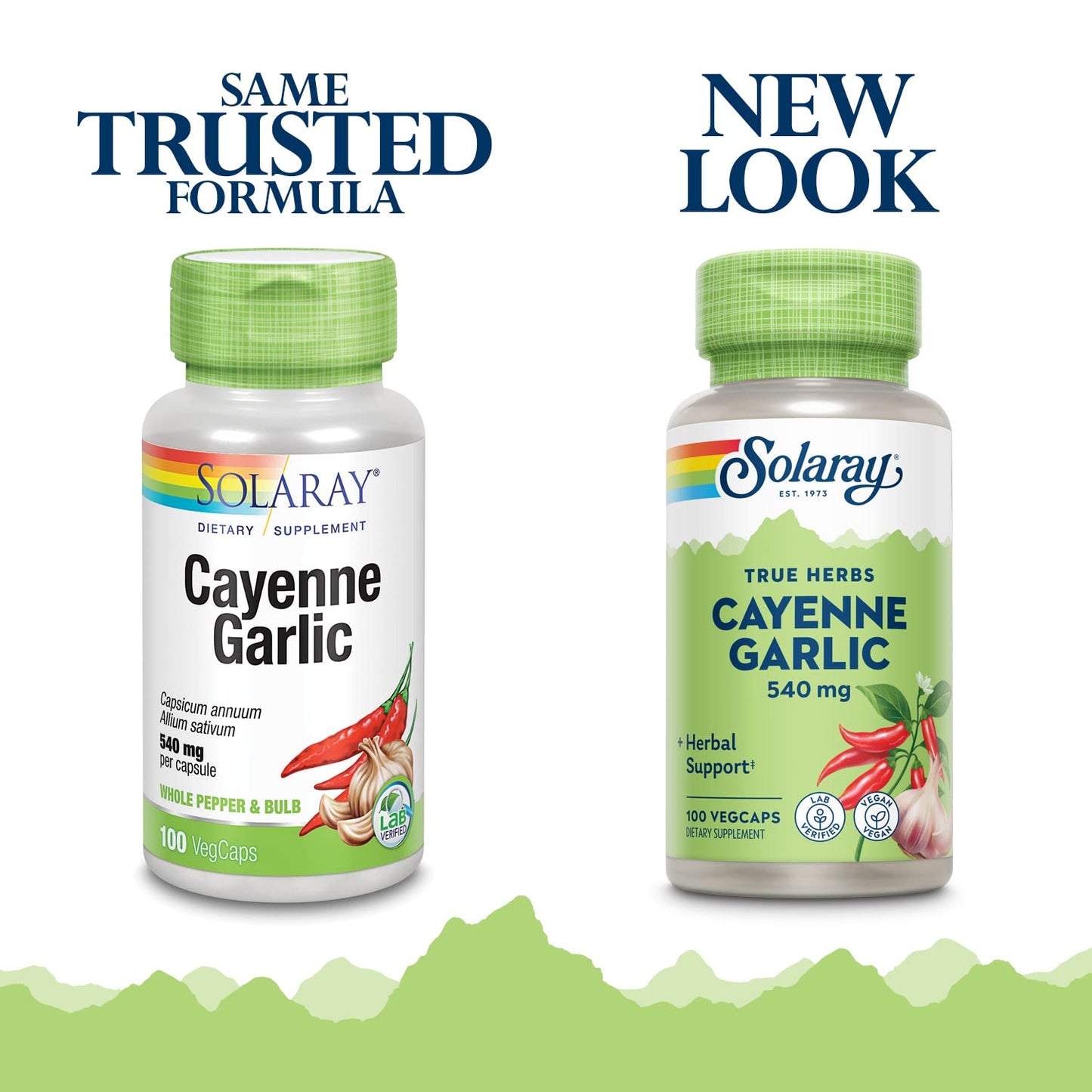 SOLARAY Cayenne Garlic 540 mg – Cayenne Pepper & Garlic Supplement, 40,000 HU | Vegan, Non-GMO, 60-Day Guarantee