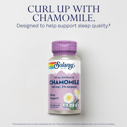 SOLARAY Chamomile Extract 325 mg – 2% Apigenin | Vegan, Gluten Free, Soy-Free | 60-Day Guarantee | 30 VegCaps