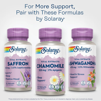 SOLARAY Chamomile Extract 325 mg – 2% Apigenin | Vegan, Gluten Free, Soy-Free | 60-Day Guarantee | 30 VegCaps