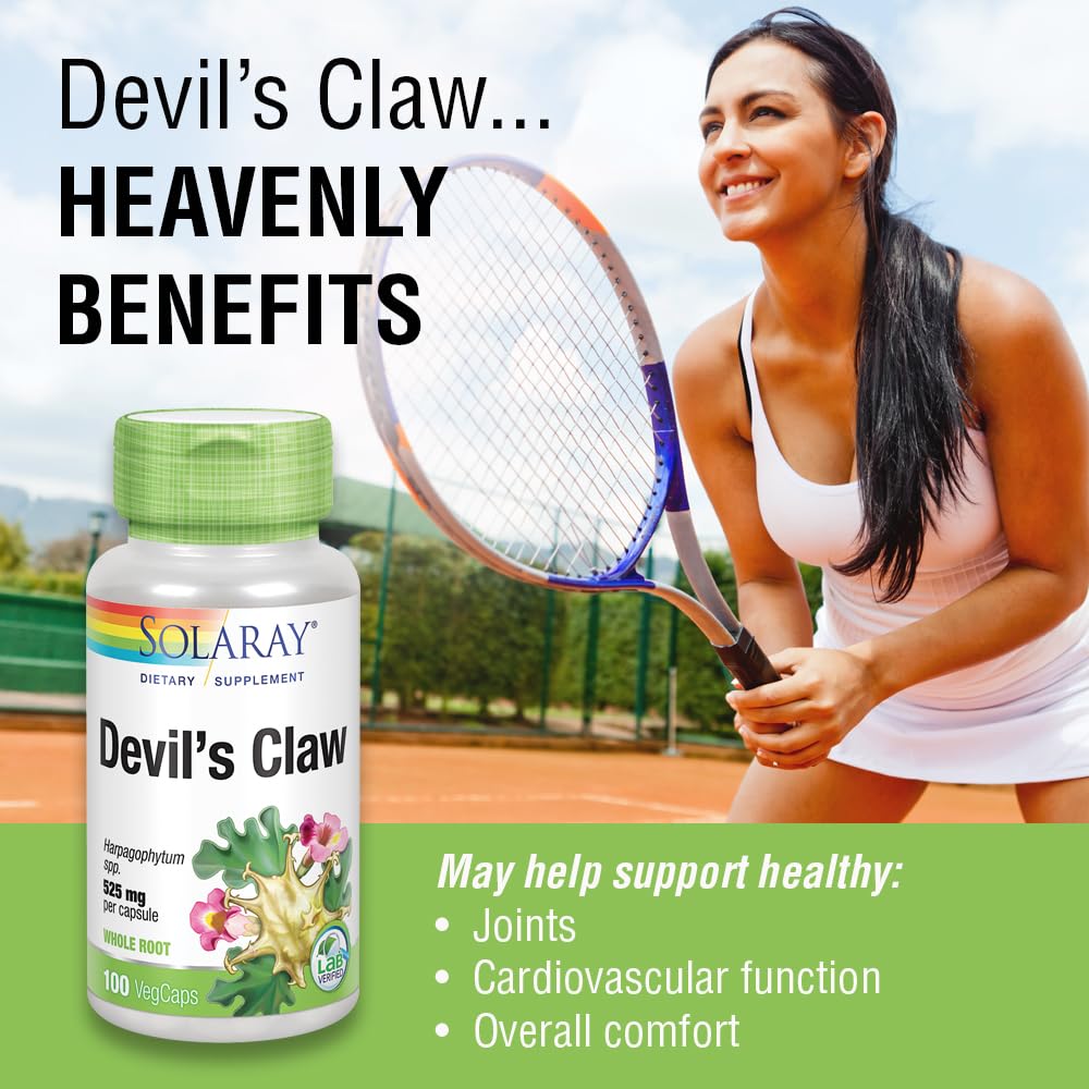 SOLARAY Devils Claw Root 525mg | Non-GMO, Vegan & Lab Verified | 100 VegCaps