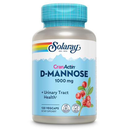SOLARAY D-Mannose 1000mg with CranActin Cranberry Extract - Vegan Urinary Tract Support + Vitamin C