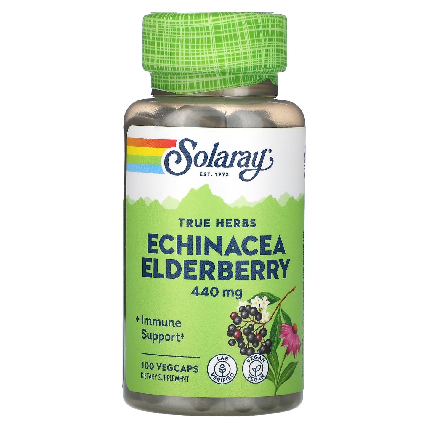 SOLARAY Echinacea and Elderberry Capsules, 440 mg | 100 Count