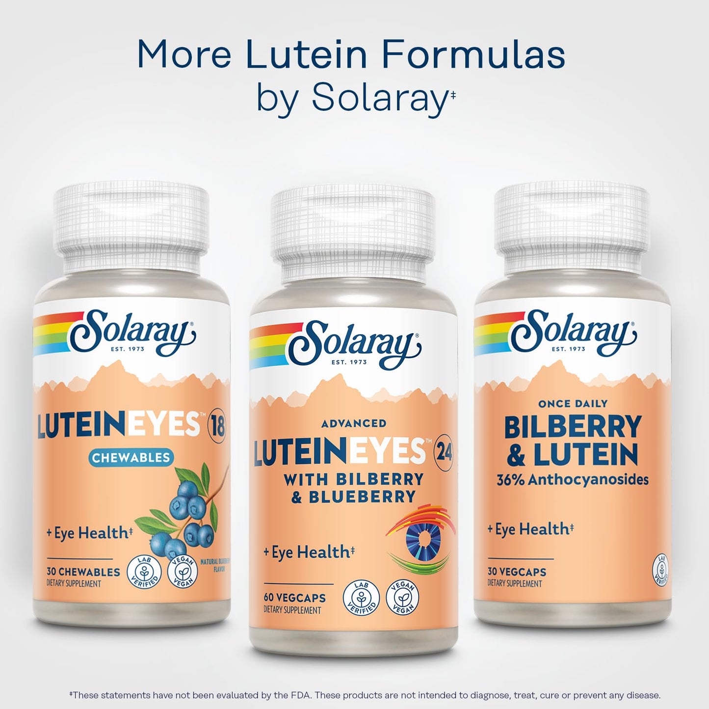 SOLARAY Advanced Lutein Eyes 24 mg – Eye Health Support with Lutein & Zeaxanthin, Bilberry & Blueberry, Vegan, 60 VegCaps