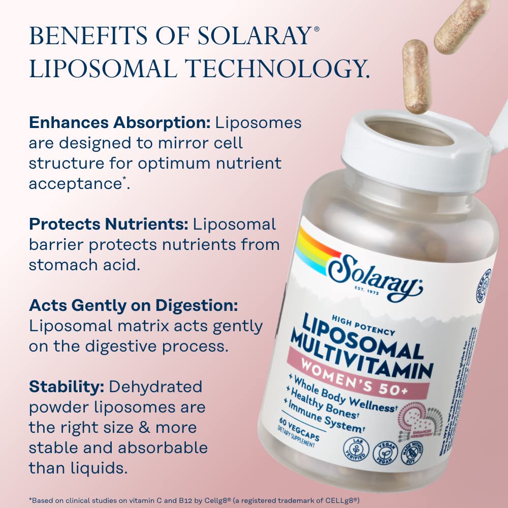 SOLARAY Liposomal Multivitamin for Women 50+ | Enhanced Absorption, Immune & Bone Support, Vegan, 60 Servings