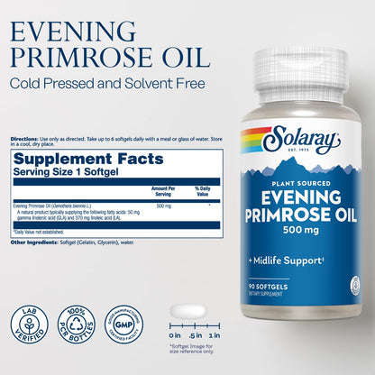 SOLARAY Evening Primrose Oil 500mg – Midlife Support, GLA & LA