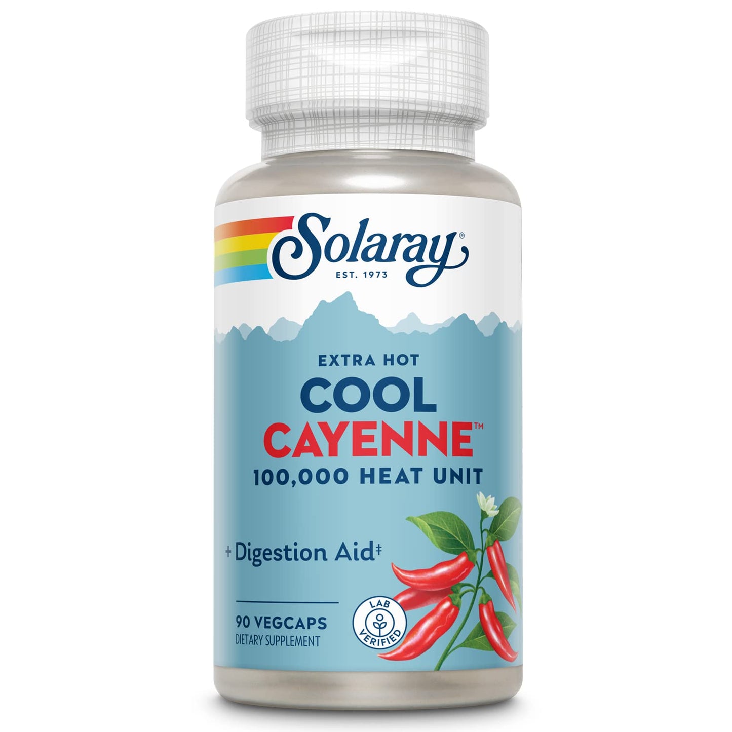 SOLARAY Extra Hot Cool Cayenne 100,000 HU - Bio-Cool Process | Lab Verified & GMP Facility - 60-Day Guarantee