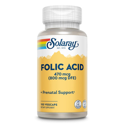SOLARAY Folic Acid – Vegan Prenatal Vitamin (B9/Folate) 100 Servings