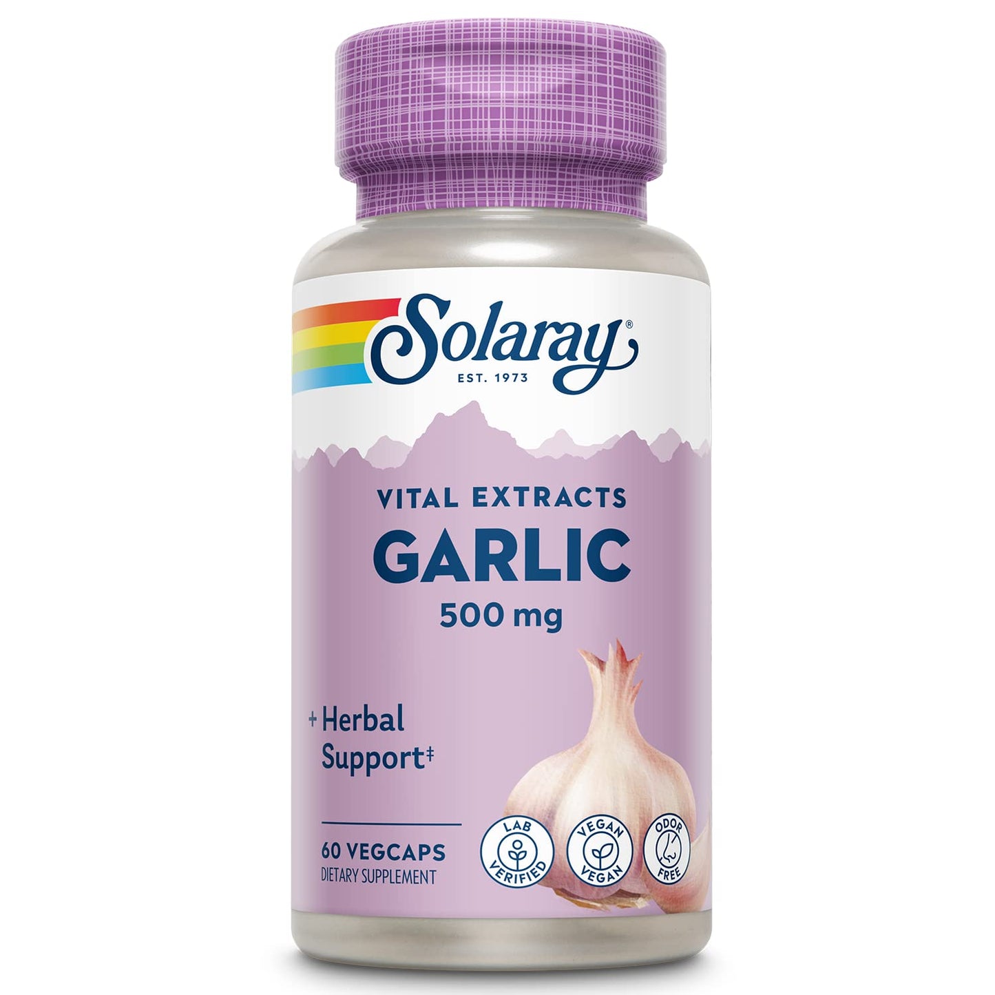 Solaray Garlic 500mg – Odorless Enteric VegCaps for Heart Health & Immunity