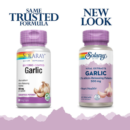 Solaray Garlic 500mg – Odorless Enteric VegCaps for Heart Health & Immunity