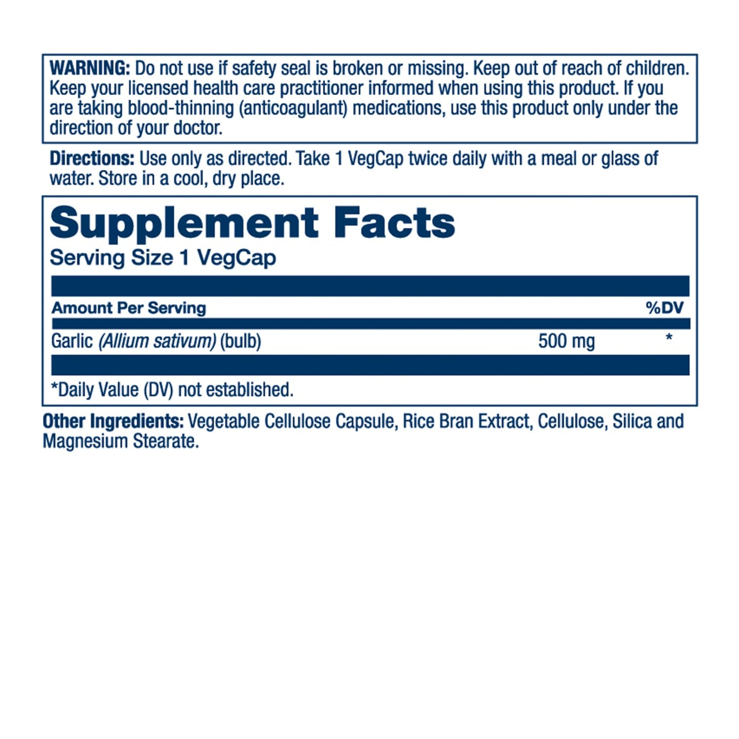 SOLARAY Garlic Bulb 500 mg | Immune, Circulatory & Cardiovascular Support | Vegan, Non-GMO | 100 VegCaps