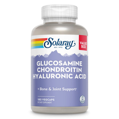 SOLARAY Glucosamine Chondroitin Hyaluronic Acid Joint Support with Vitamin C | Lab Verified, 60-Serving, 180 VegCaps