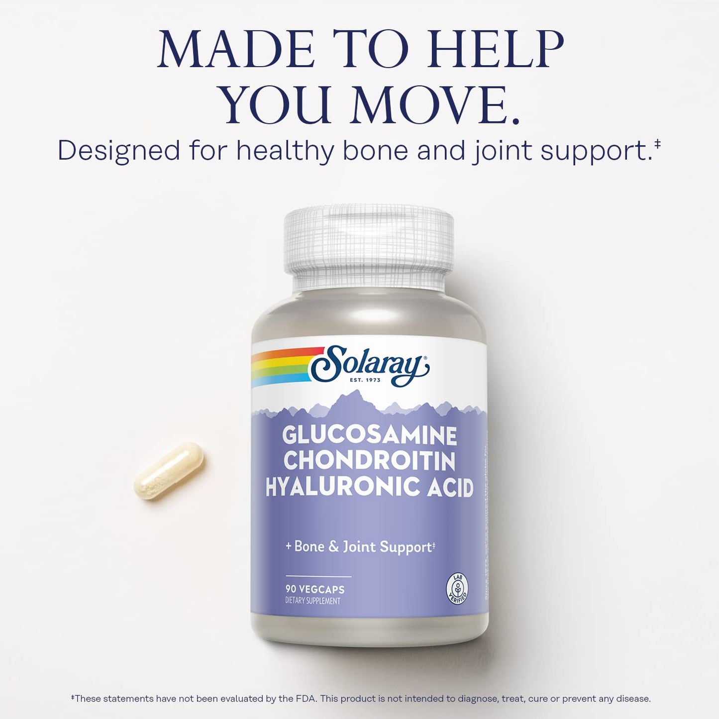 SOLARAY Glucosamine Chondroitin Hyaluronic Acid 1500/1000/20mg – 90 Capsules