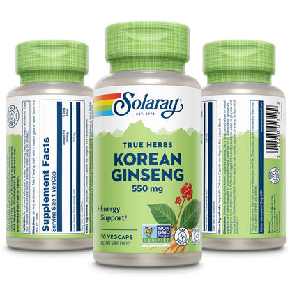 Solaray Korean Ginseng 550 mg - Stress & Energy | Non-GMO, Vegan