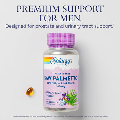 SOLARAY Saw Palmetto Extract - Prostate & Urinary Support, 160 mg per Softgel, 120 Softgels