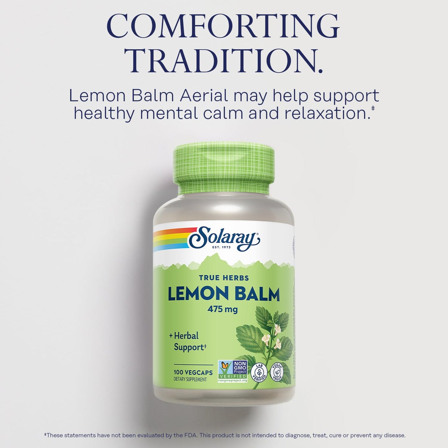 SOLARAY Lemon Balm Aerial 475 mg – Mental Calm, Relaxation & Rest Support