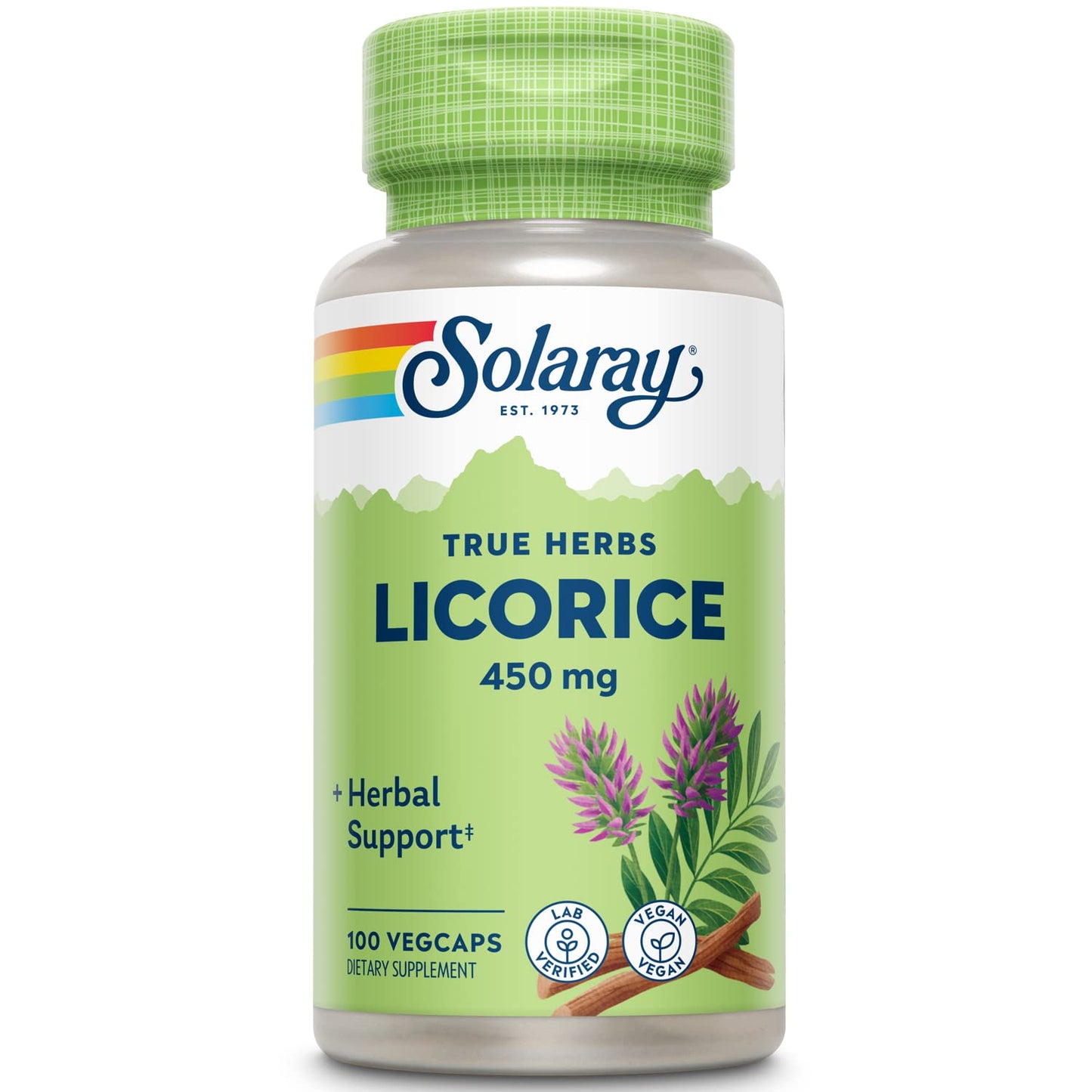 SOLARAY Licorice Root 450mg – Digestive, Liver & Menopausal Support | Non-GMO Vegan | 100 VegCaps