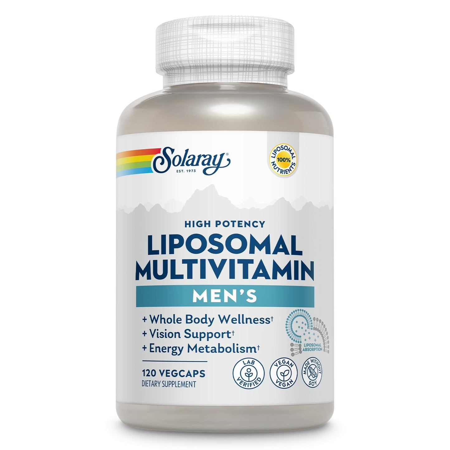 SOLARAY Liposomal Multivitamin for Men – Enhanced Absorption, Immune & Energy Support, Vegan & Soy Free, 60 Servings