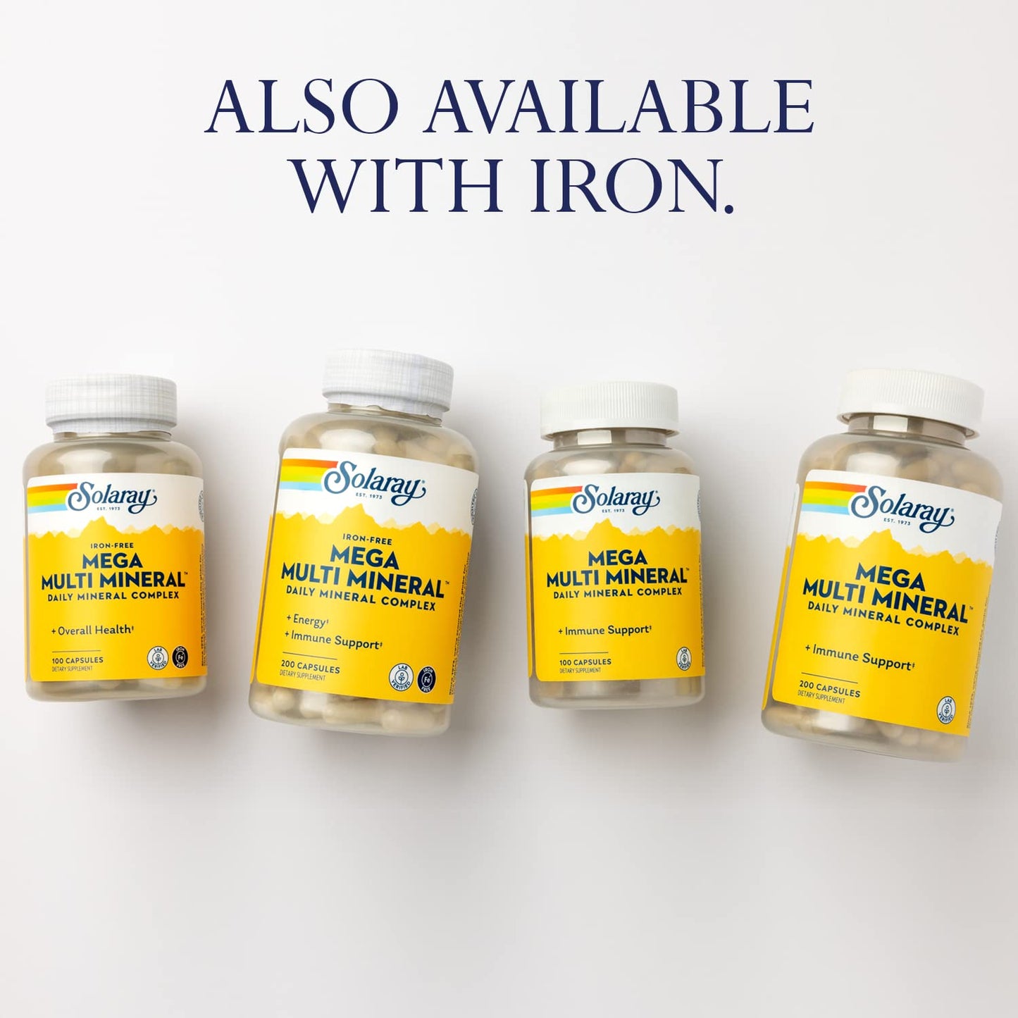 SOLARAY Mega Multi Mineral – Iron-Free Daily Mineral Supplement with Trace Minerals | 60-Day Guarantee | 25 Serv