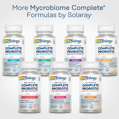SOLARAY Mycrobiome Complete Probiotic Ultimate Potency – 100B CFU, 34 Strains, 60 VegCaps, Vegan