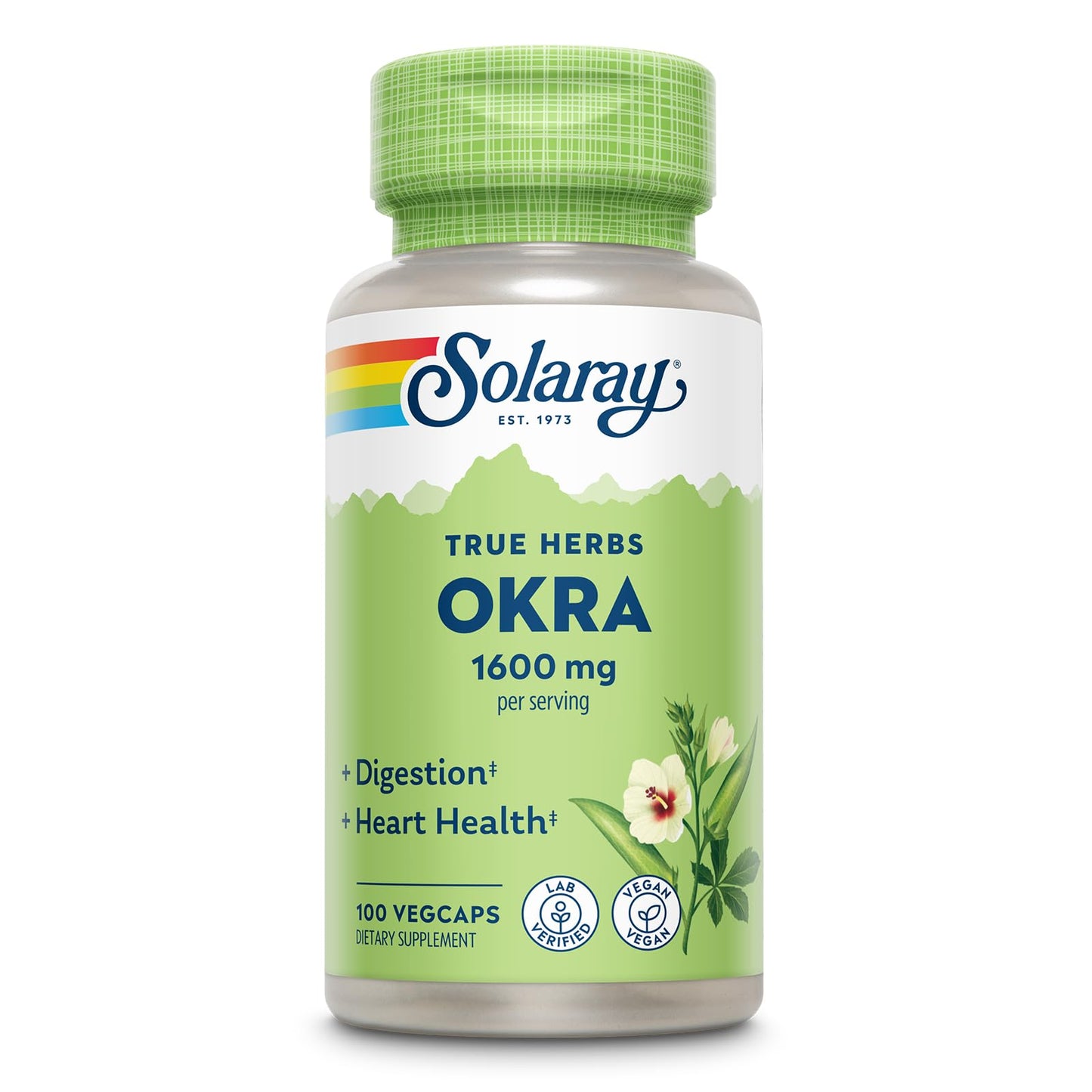 SOLARAY Okra Fruit 1600 mg – High-Fiber Vegan Supplement