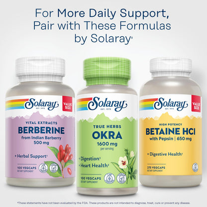 SOLARAY Okra Fruit 1600 mg – High-Fiber Vegan Supplement