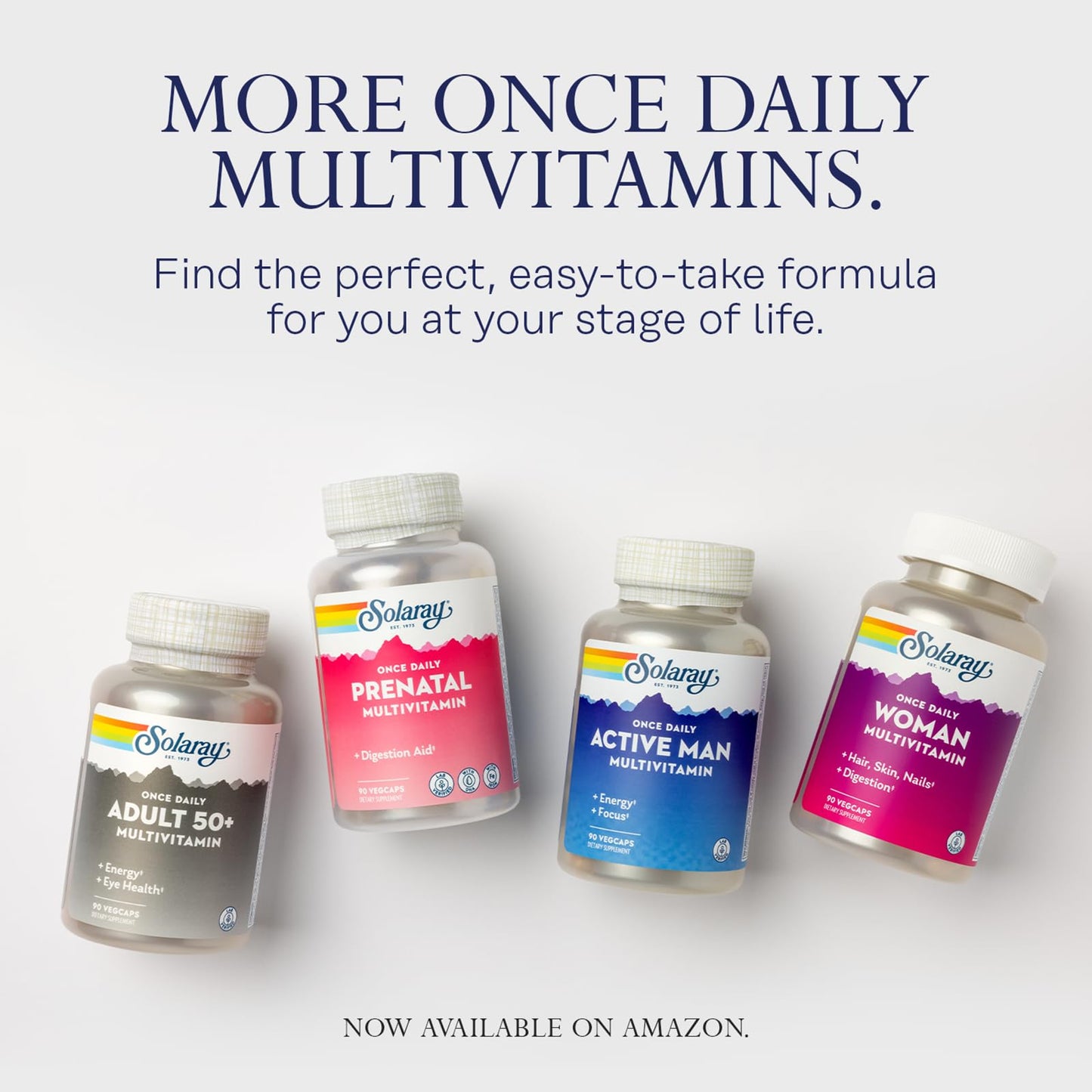 SOLARAY Once Daily High Energy Multivitamin for Women and Men – Immune Support & Energy Boost – 180 VegCaps