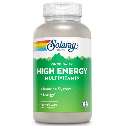 SOLARAY Once Daily High Energy Multivitamin for Women and Men – Immune Support & Energy Boost – 180 VegCaps
