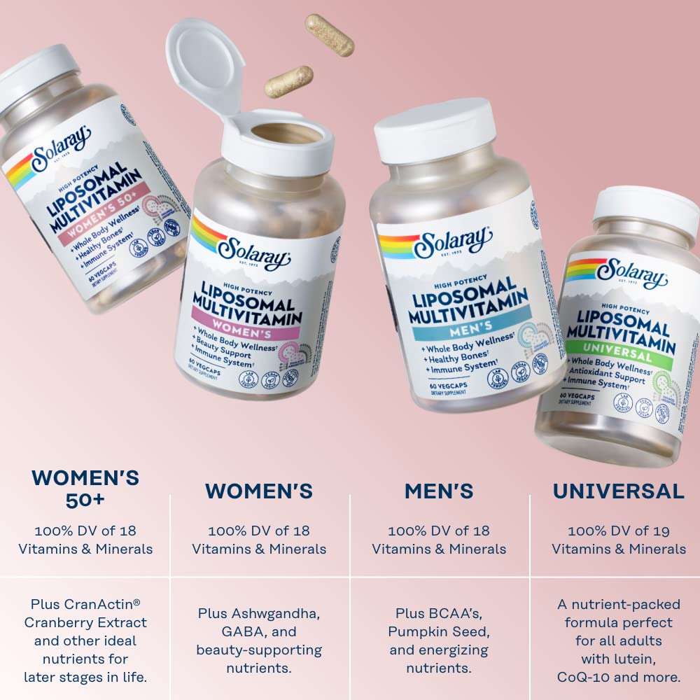 SOLARAY Liposomal Multivitamin for Women 50+ | Enhanced Absorption, Immune & Bone Support, Vegan, 60 Servings