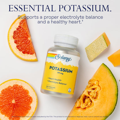 Solaray Potassium 99 mg – Electrolyte Balance for Heart Health | Lab Verified, 200 VegCaps