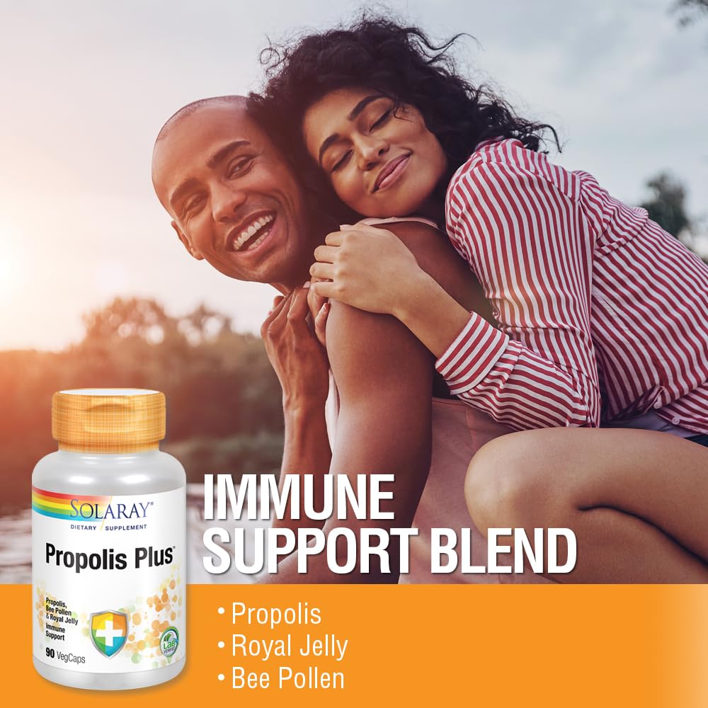 SOLARAY Propolis Plus | Immune Support with Propolis, Bee Pollen & Royal Jelly | 90 VegCaps