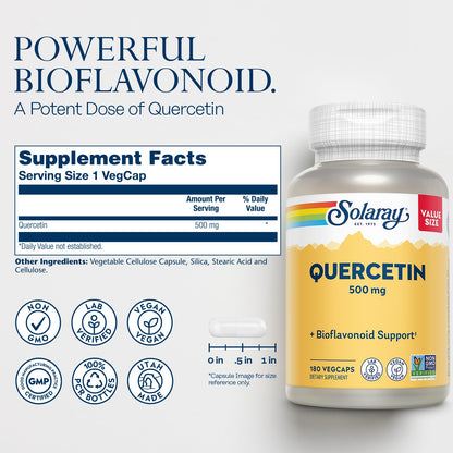 SOLARAY Quercetin 500mg Capsules – Vegan, Non-GMO Antioxidant Support