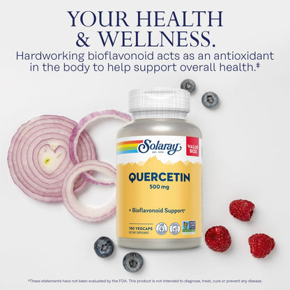 SOLARAY Quercetin 500mg Capsules – Vegan, Non-GMO Antioxidant Support