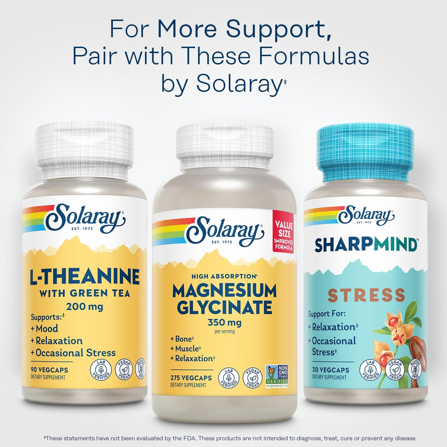 SOLARAY L-Theanine 200mg with Green Tea | Mood Support, Relaxation, Vegan & Gluten Free, 90 VegCaps