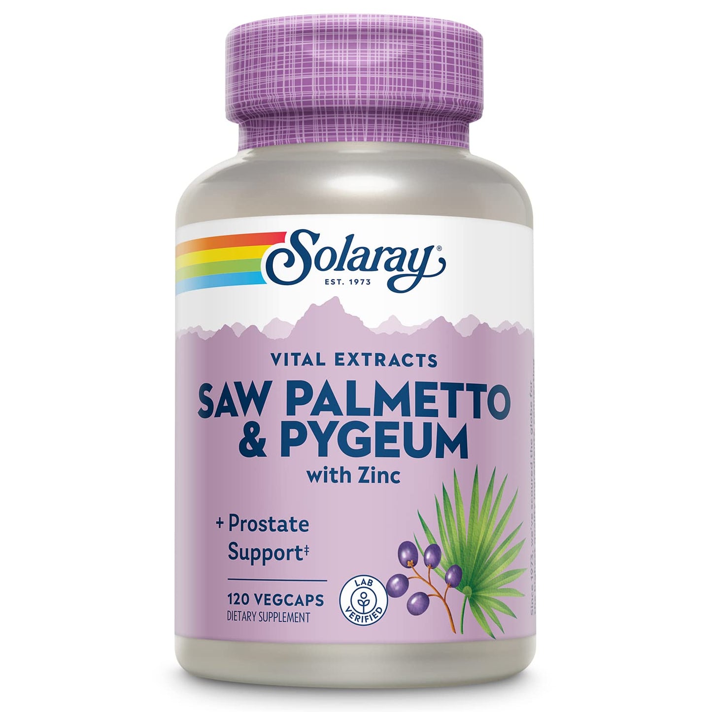 SOLARAY Saw Palmetto & Pygeum – Prostate Health Support for Men | Zinc, Pumpkin Seeds, Vitamin B6 | Vegan & Gluten Free | 30 Servings