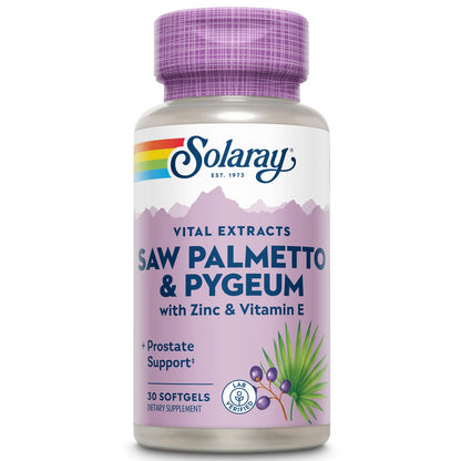 SOLARAY Saw Palmetto & Pygeum – Prostate Support for Men, 30 Softgels | 60-Day Guarantee