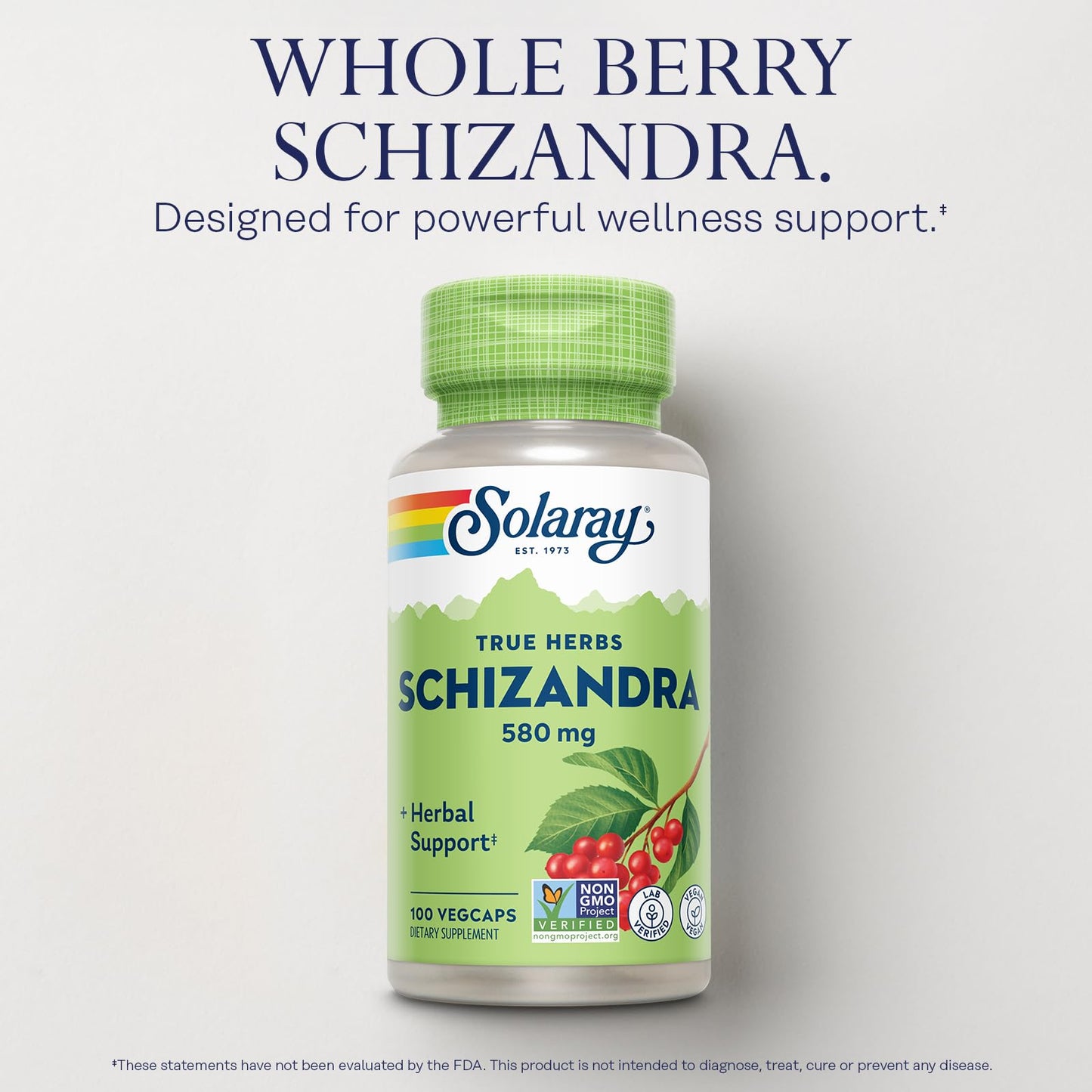 SOLARAY Schizandra 580 mg – Schisandra Supplement for Body Health & Wellness | 100 Servings, Vegan