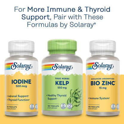 Solaray Selenium 200 mcg High Potency - 100 VegCaps | Immune, Thyroid & Antioxidant Support