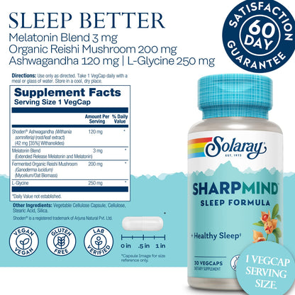 SOLARAY SharpMind Sleep – 3mg Melatonin Nootropic Sleep Aid