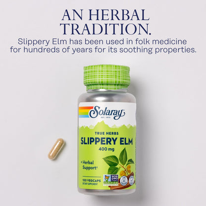 SOLARAY Slippery Elm Bark Capsules 400 mg – Soothing Herbal Support