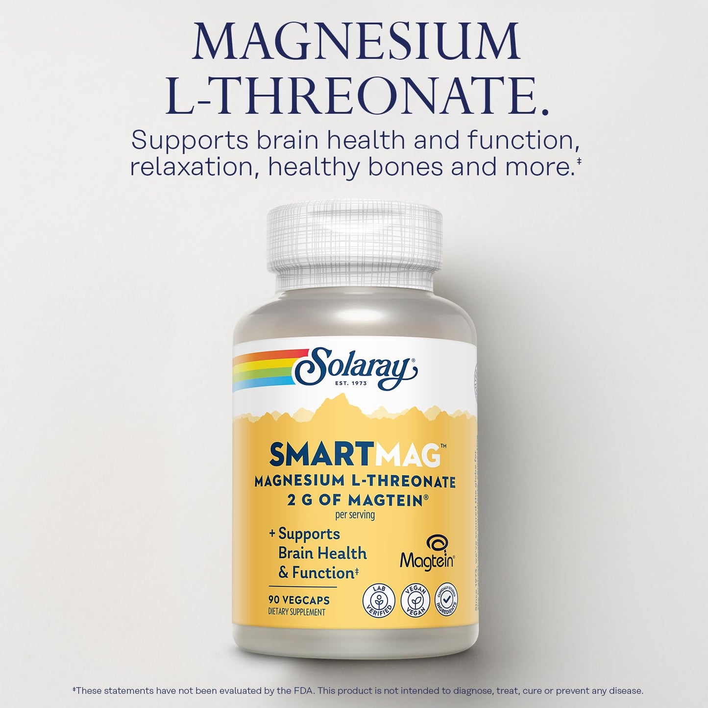 SOLARAY SmartMag Magtein Magnesium L-Threonate 2g – Brain Health Support, 30 Servings – Vegan