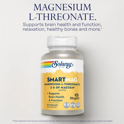 SOLARAY SmartMag Magtein Magnesium L-Threonate 2g – Brain Health Support, 30 Servings – Vegan