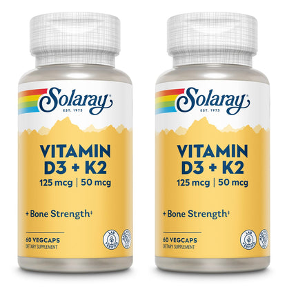 SOLARAY Vitamin D3 + K2 – Calcium Absorption & Heart Health (Non-GMO, Soy-Free)