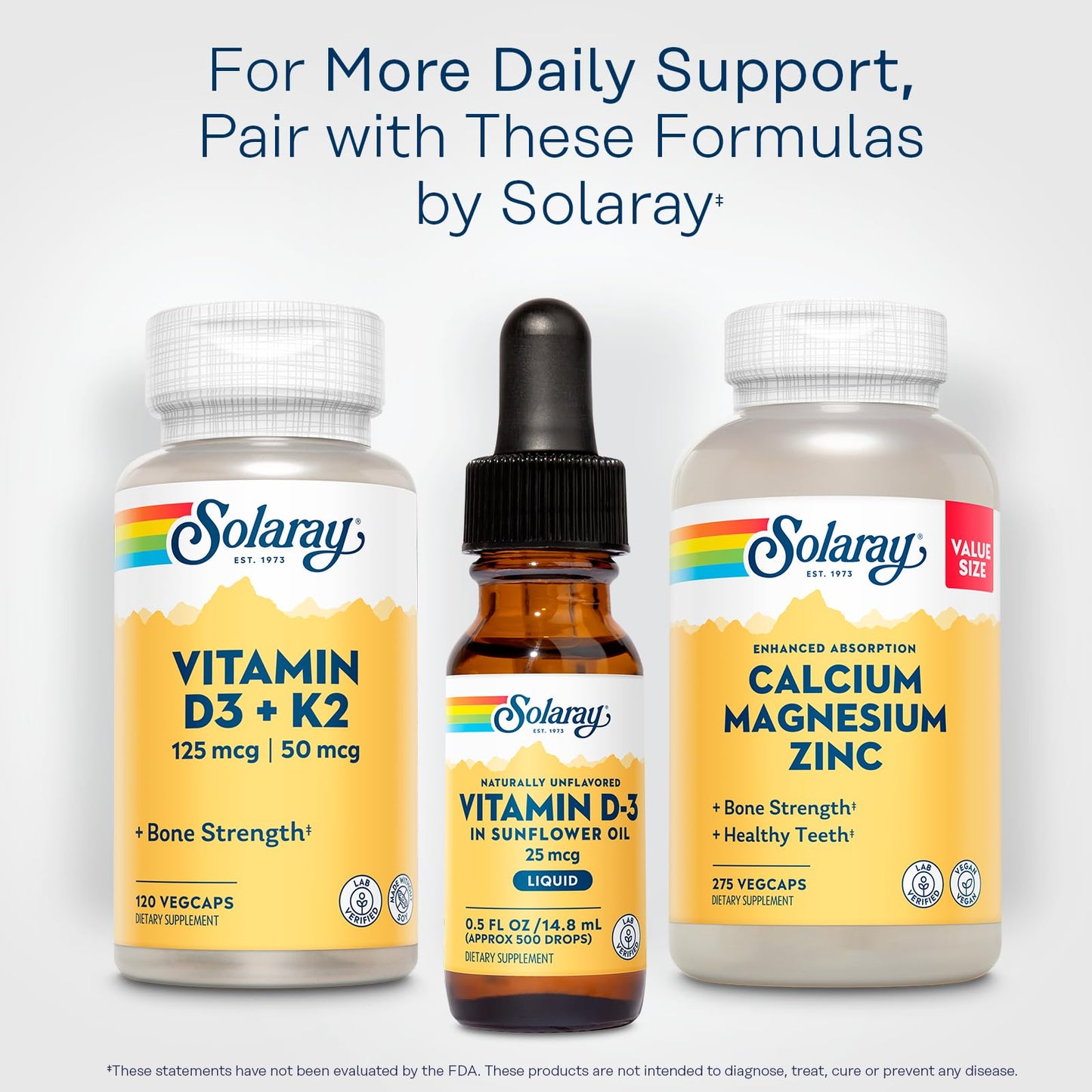 SOLARAY Vitamin D3 Liquid Drops 1000 IU | Enhanced Absorption