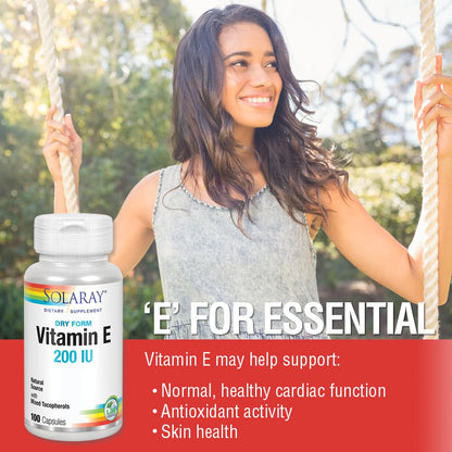 SOLARAY Vitamin E Dry 200 IU with Mixed Tocopherols – 100 Count