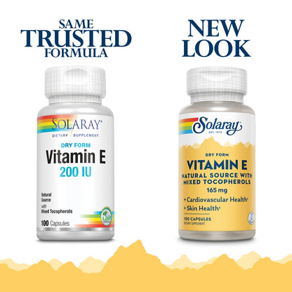 SOLARAY Vitamin E Dry 200 IU with Mixed Tocopherols – 100 Count