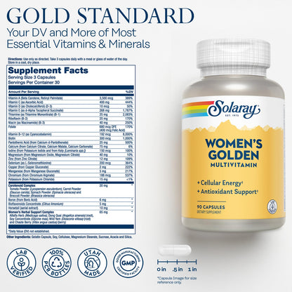 SOLARAY Women's Golden Multi-Vita-min Capsules, 90 Count - Multivitamin & Mineral