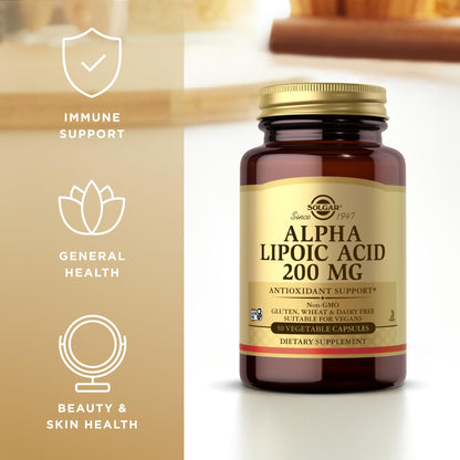 Solgar Alpha Lipoic Acid 200 mg – 50 Vcaps (3-Pack) | Antioxidant Support