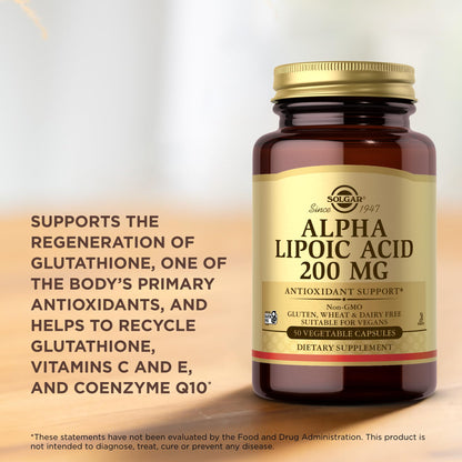 Solgar Alpha Lipoic Acid 200 mg – 50 Vcaps (3-Pack) | Antioxidant Support