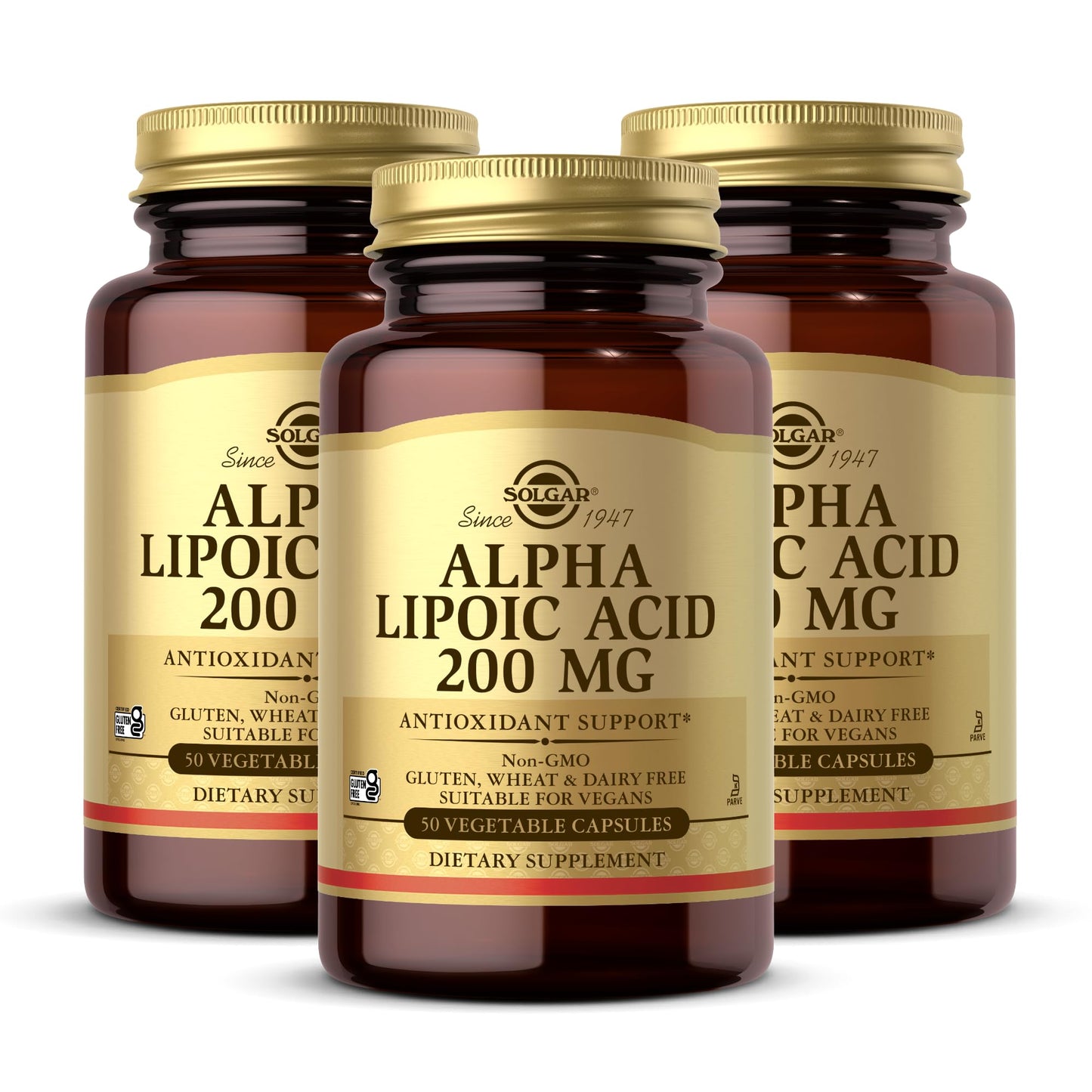 Solgar Alpha Lipoic Acid 200 mg – 50 Vcaps (3-Pack) | Antioxidant Support