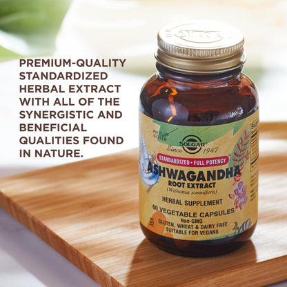 Solgar Ashwagandha Root Extract 60 Veg Capsules | SFP, Non-GMO, Vegan